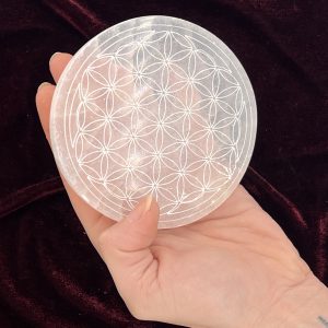 Base florale en sélénite, environ 10 cm